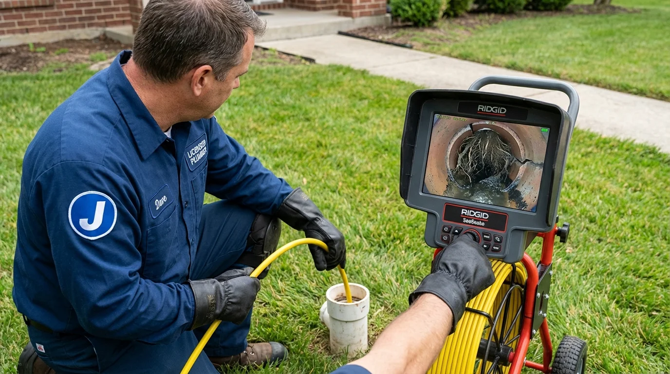 Sewer camera inspection being performed by Johns Plumbing LLC in Windsor