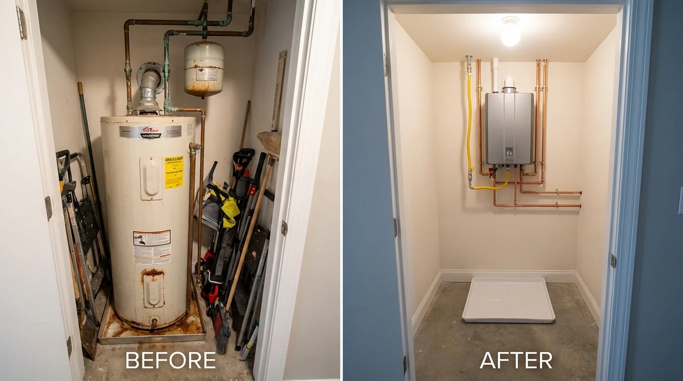Tank water heater versus wall-mounted tankless unit comparison for Windsor, CT homeowners