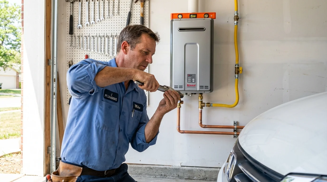Tankless water heater installation by a Johns Plumbing LLC plumber in Windsor